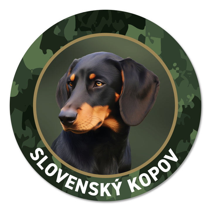 Slovensky Kopov Schwarzwildbracke Jagdhund Premium-Aufkleber, UV- & witterungsbeständig, 7 Jahre im Außenbereich, Made in Germany, Ø 10 cm