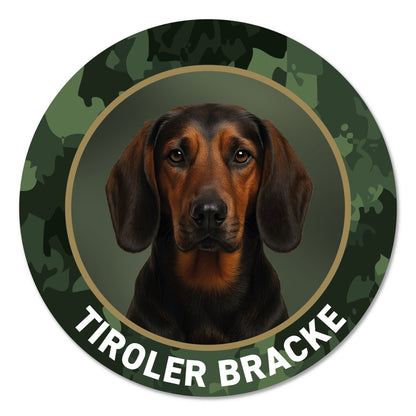 Tiroler Bracke Jagdhund Premium-Aufkleber, UV- & witterungsbeständig, 7 Jahre im Außenbereich, Made in Germany, Ø 10 cm