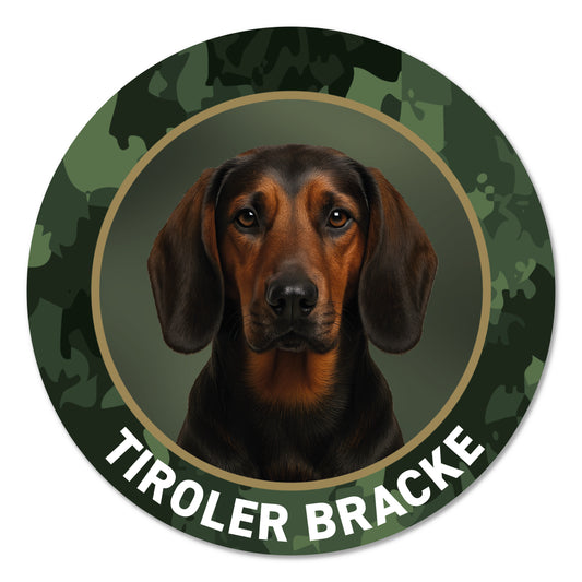 Tiroler Bracke Jagdhund Premium-Aufkleber, UV- & witterungsbeständig, 7 Jahre im Außenbereich, Made in Germany, Ø 10 cm