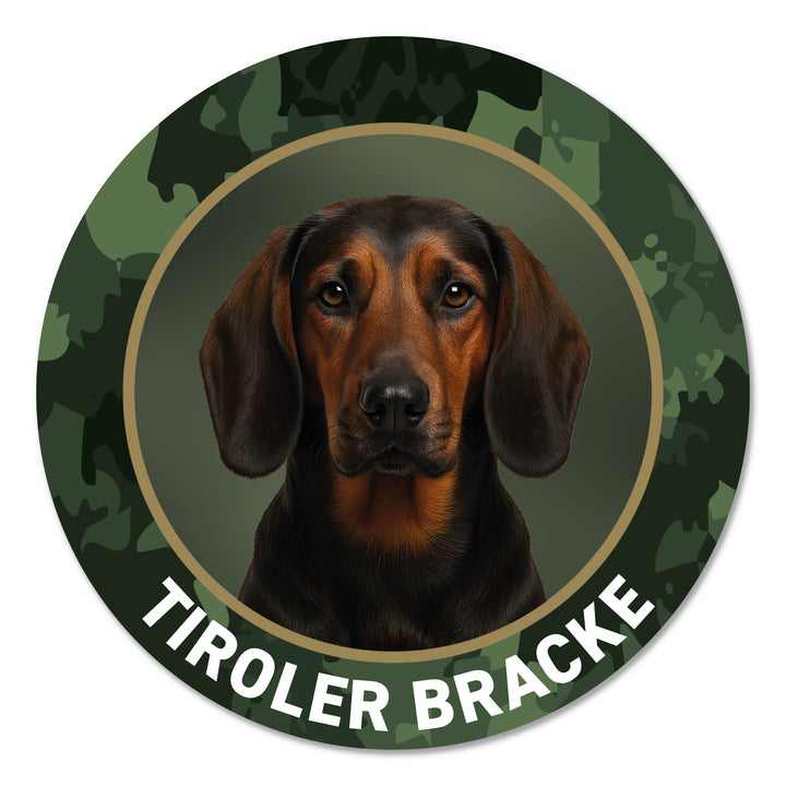Tiroler Bracke Jagdhund Premium-Aufkleber, UV- & witterungsbeständig, 7 Jahre im Außenbereich, Made in Germany, Ø 10 cm