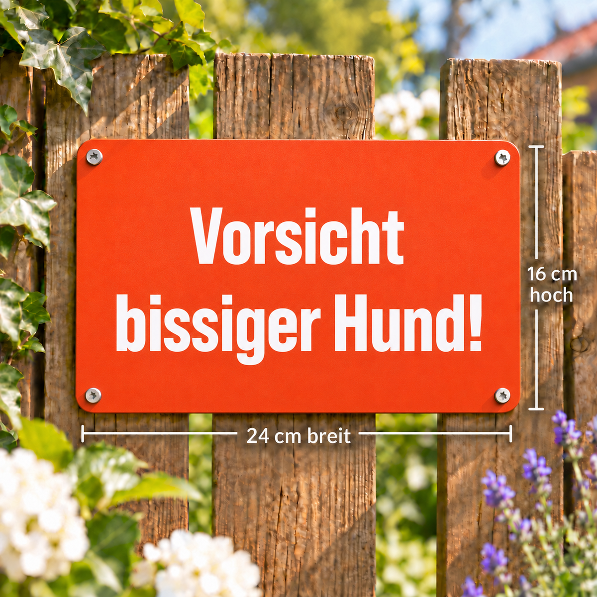 Warnschild „Vorsicht bissiger Hund!“ Signalfarbe