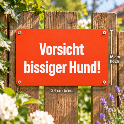 Warnschild „Vorsicht bissiger Hund!“ Signalfarbe
