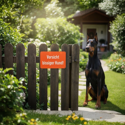 Warnschild „Vorsicht bissiger Hund!“ Signalfarbe