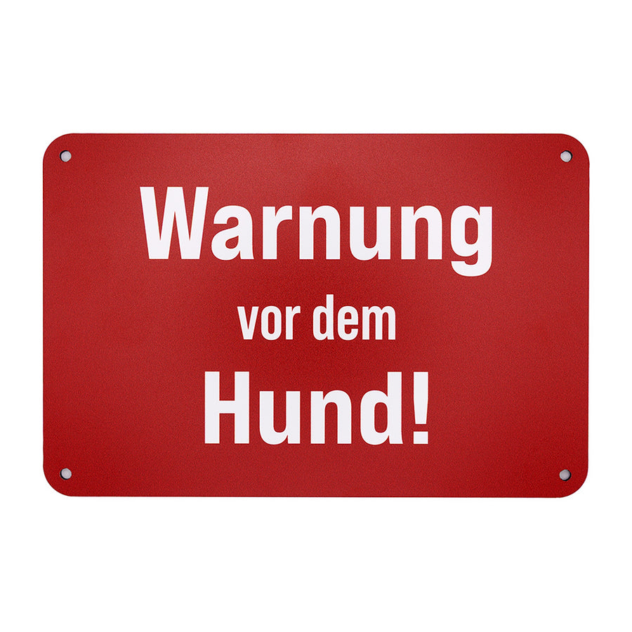 Hunde Warnschild für den Gartenzaun in weinrot mit der Aufschrift "Warnung vor dem Hund!" aus Aluminiumverbundmaterial (Metall), Made in Germany.