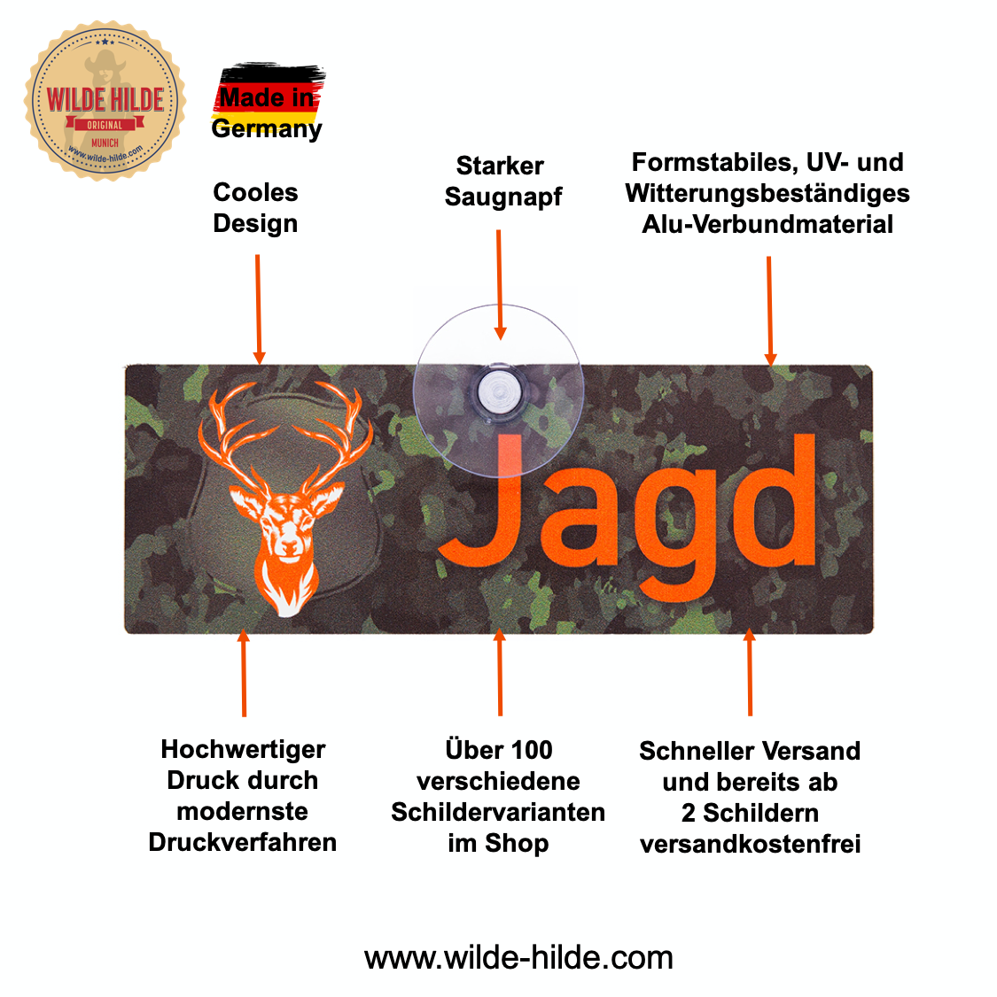 Autoschild mit Saugnapf Forst I – Wilde Hilde Original
