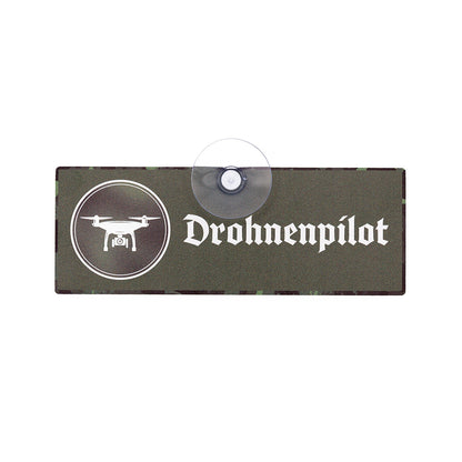 Drohnenpilot im Einsatz Schild mit Drohnensymbol und Saugnapf zur Kennzeichnung von Pkw, Kfz und Einsatzfahrzeugen