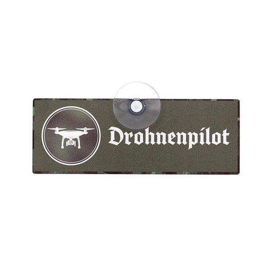 Drohnenpilot im Einsatz Schild mit Drohnensymbol und Saugnapf zur Kennzeichnung von Pkw, Kfz und Einsatzfahrzeugen