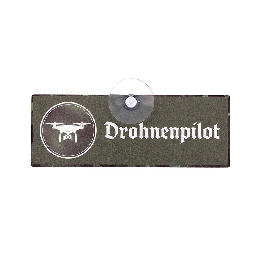 Drohnenpilot im Einsatz Schild mit Drohnensymbol und Saugnapf zur Kennzeichnung von Pkw, Kfz und Einsatzfahrzeugen