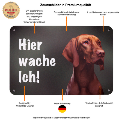 Deutsch Drahthaar DD Jagdhund braunschimmel – Hundeschild "Hier wache ich!" für Gartenzaun & Eingangsbereich