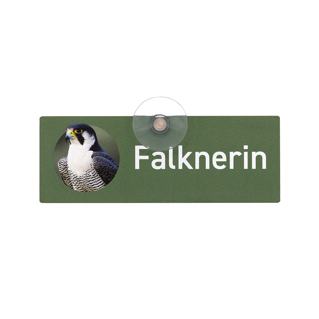 Falknerin Autoschild mit Falkenmotiv und Aufschrift Falknerin, 18 × 6,5 cm mit Saugnapf von Wilde Hilde Original