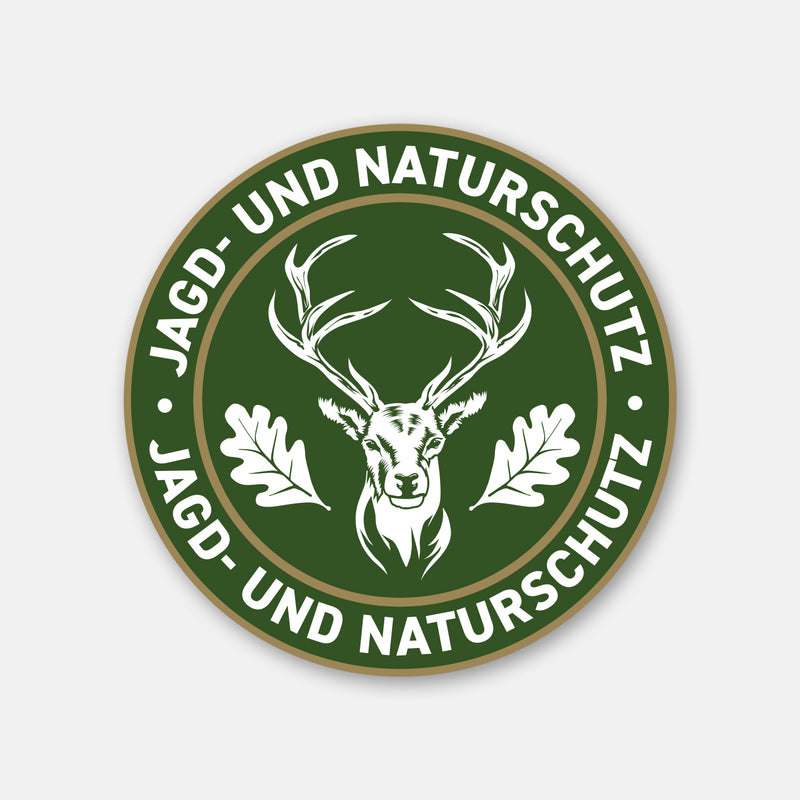 Klassischer Hirsch Jagdaufkleber „Jagd & Naturschutz" Ø 10 cm für Auto und Jagdfahrzeuge – wetterfester Premium-Aufkleber Made in Germany