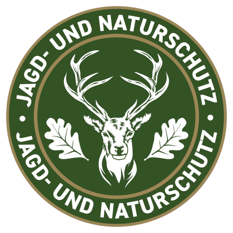 Runder Hirsch Jagdaufkleber Ø 10 cm mit Schriftzug Jagd und Naturschutz für Auto und Jagdfahrzeug