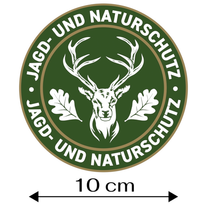 Jagdaufkleber “Jagd- und Naturschutz” Hirsch Niedersachsen Landeswappen – Premium Autoaufkleber für Pkw, Jagdauto & Revierfahrzeug