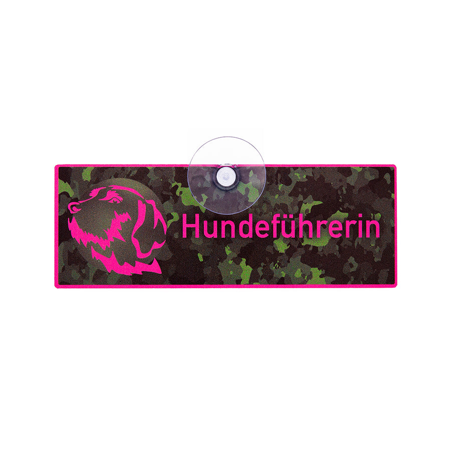Hundeführerin Drahthaar Schild mit Saugnapf fürs Auto