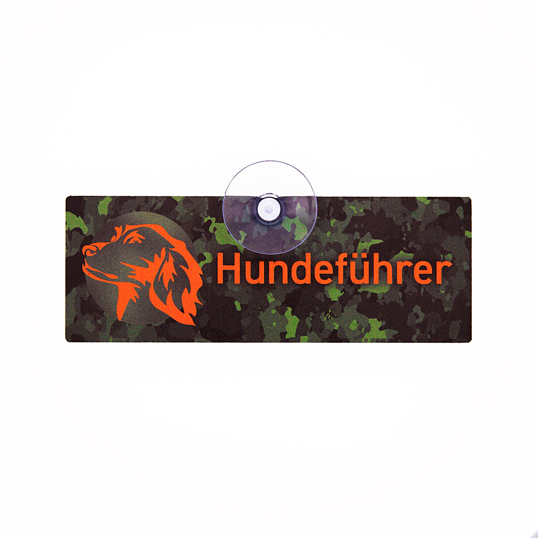 Hundeschild mit Saugnapf "Hundeführer Langhaar"