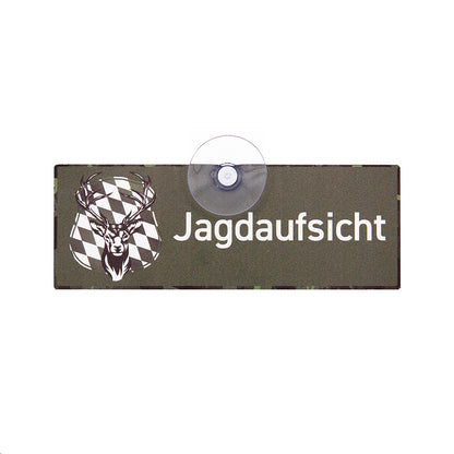 Jagdaufsicht Schild mit Saugnapf zur Befestigung an der Autoscheibe im Jagdfahrzeug